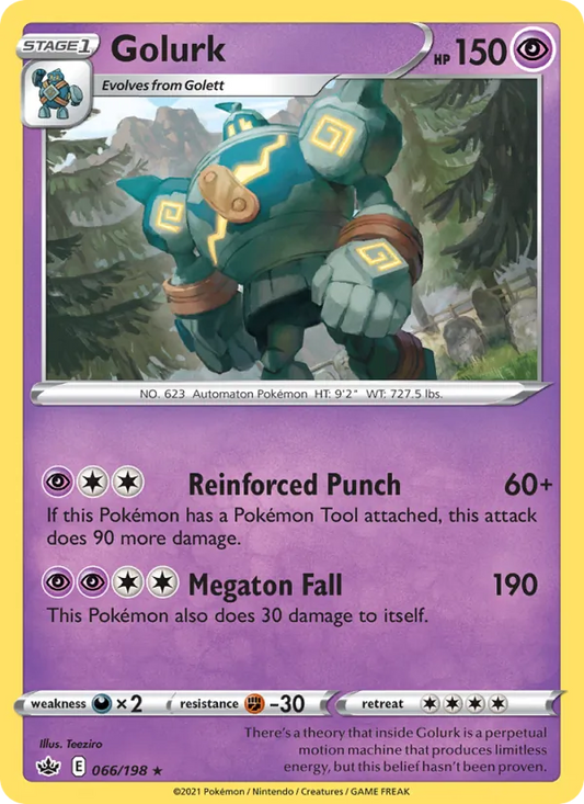 Golurk Reverse Holo 066/198 Chilling Reign Pokémon Card