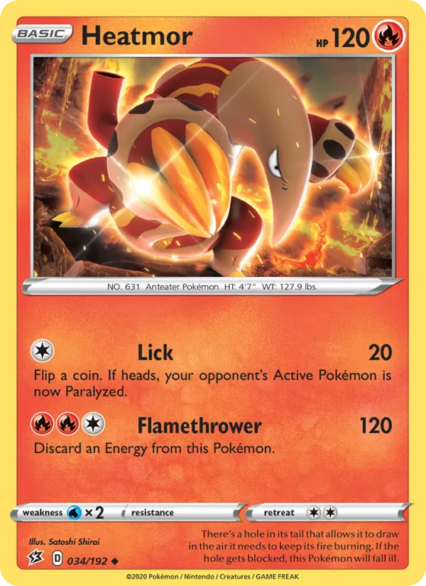 Heatmor Reverse Holo 034/192 Rebel Clash Pokémon Card