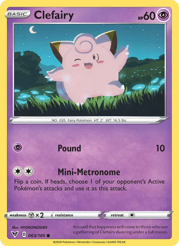 Clefairy Reverse Holo 063/185 Vivid Voltage Pokémon Card