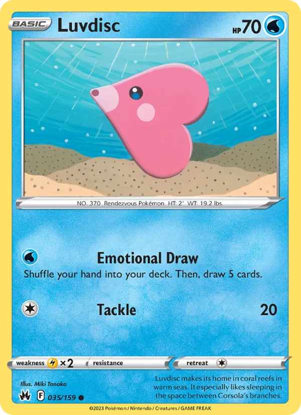 Luvdisc Reverse Holo 035/159 Crown Zenith Pokémon Card