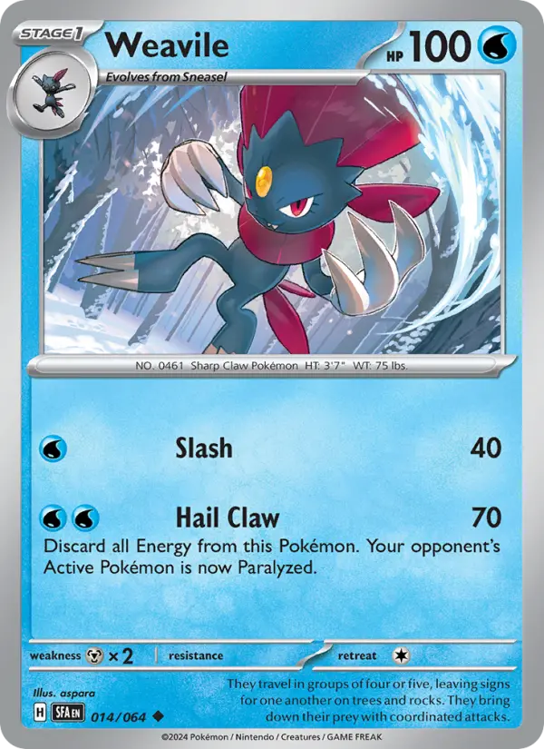 Weavile Non-Foil 014/64 Shrouded Fable Pokémon Card