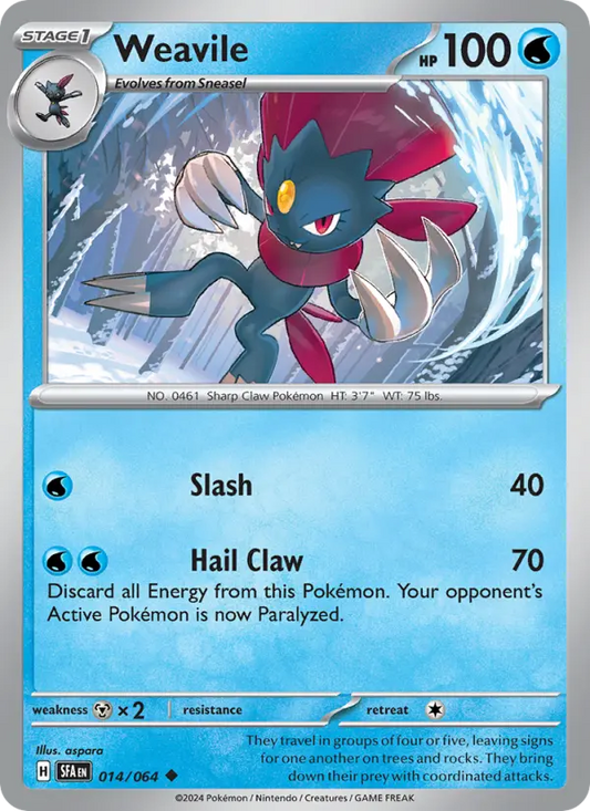 Weavile Non-Foil 014/64 Shrouded Fable Pokémon Card