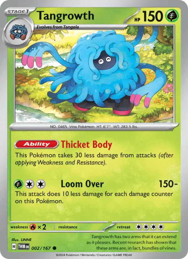 Tangrowth Reverse Holo 002/167 Twilight Masquerade Pokémon Card