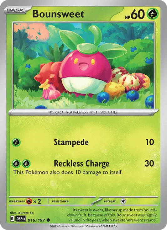 Bounsweet Normal 016/197 Obsidian Flames Pokémon Card