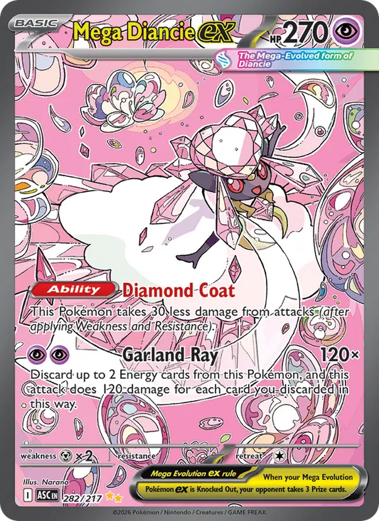 Mega Diancie ex Holo 282/217 Ascended Heroes Pokémon Card