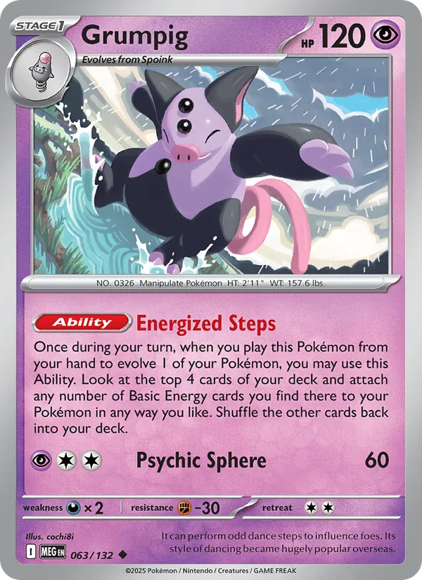 Grumpig Non-Holo 063/132 Mega Evolution Pokémon Card