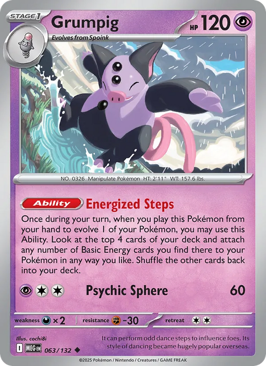 Grumpig Non-Holo 063/132 Mega Evolution Pokémon Card