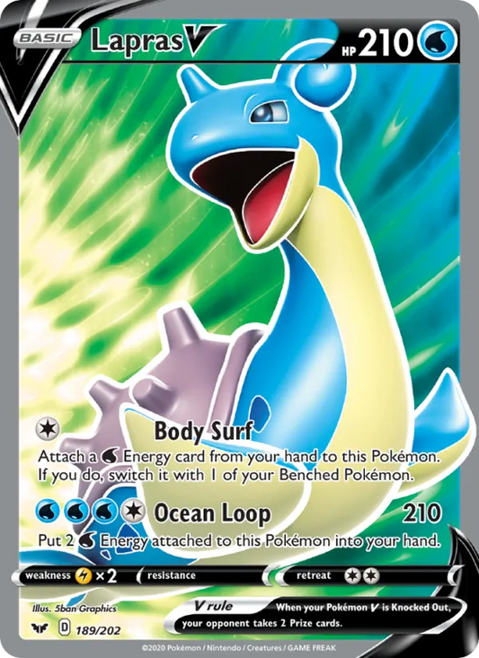 Lapras V Holo 189/202 Sword & Shield Pokémon Card