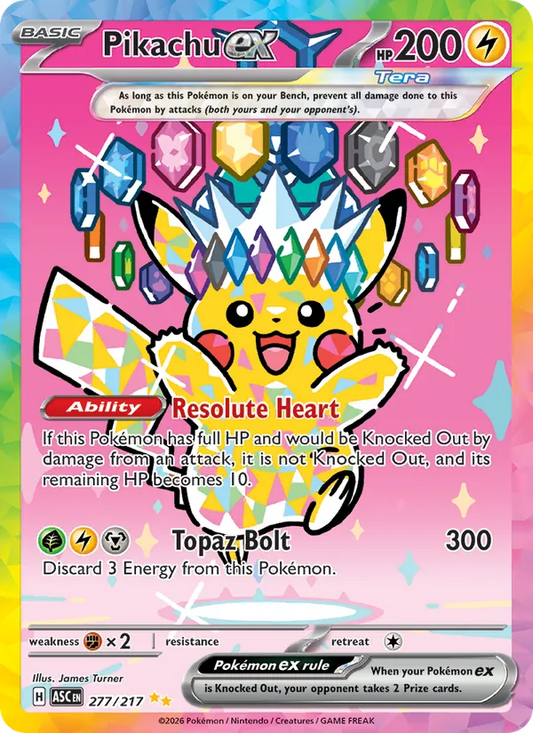 Pikachu ex Holo 277/217 Ascended Heroes Pokémon Card