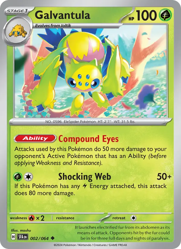 Galvantula Non-Foil 002/64 Shrouded Fable Pokémon Card