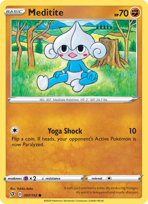 Meditite Reverse Holo 097/192 Rebel Clash Pokémon Card