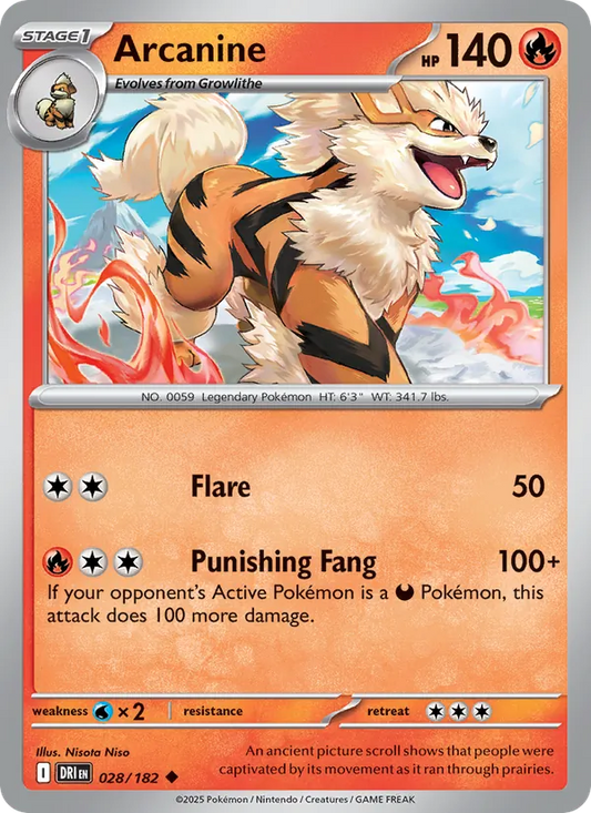 Arcanine Normal 028/182 Destined Rivals Pokémon Card