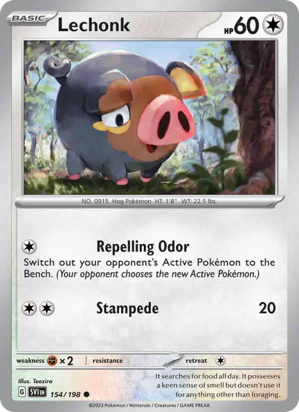 Lechonk Non-Foil 154/198 Scarlet & Violet Pokémon Card