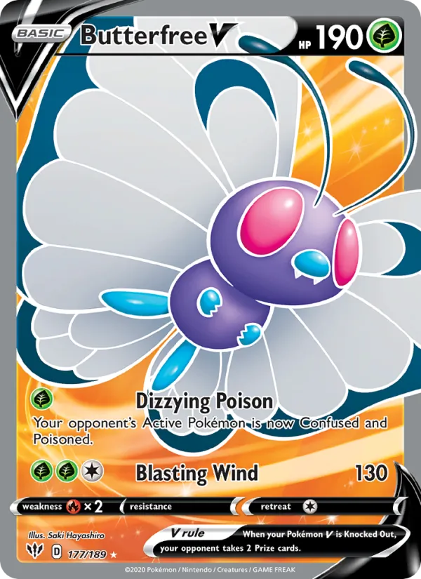 Butterfree V Holo 177/189 Darkness Ablaze Pokémon Card