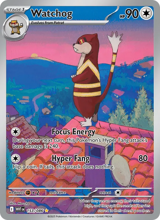 Watchog Holo 153/86 White Flare Pokémon Card