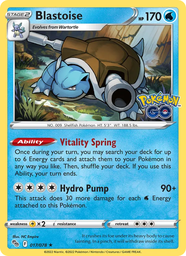 Blastoise Reverse Holo 017/78 Pokémon GO Pokémon Card