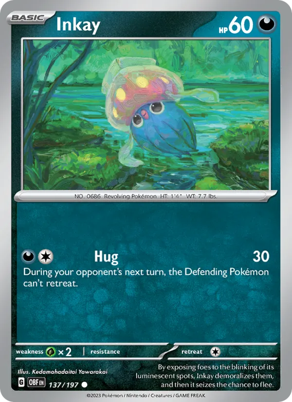 Inkay Normal 137/197 Obsidian Flames Pokémon Card