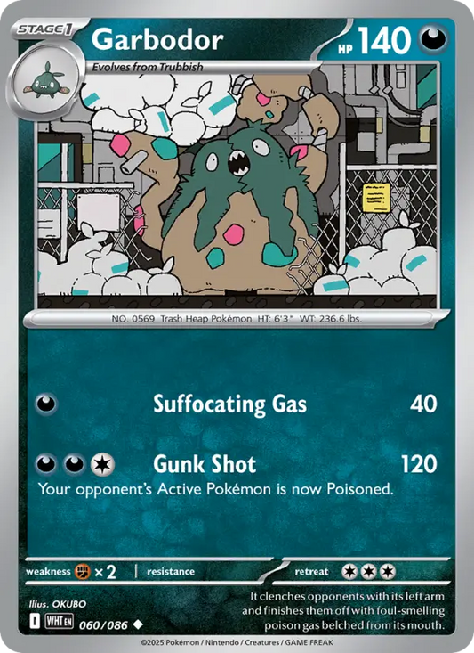 Garbodor Reverse Holo 060/86 White Flare Pokémon Card