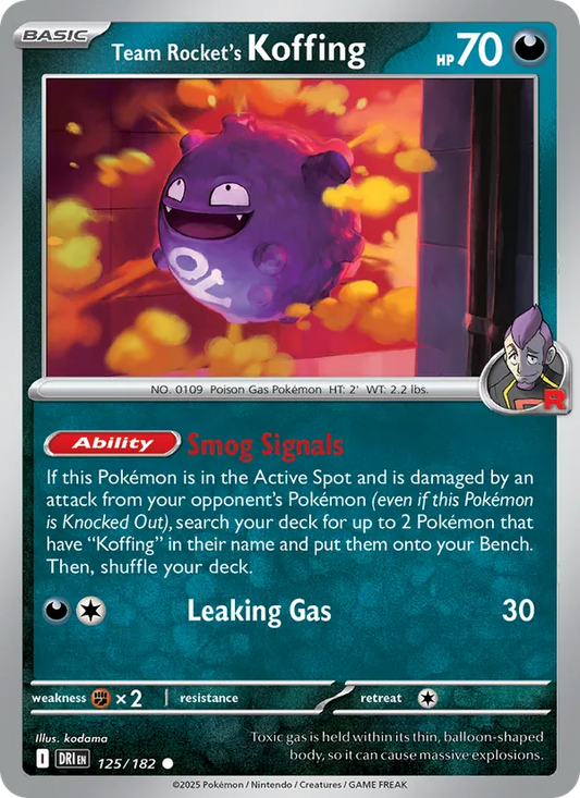 Team Rocket's Koffing Normal 125/182 Destined Rivals Pokémon Card