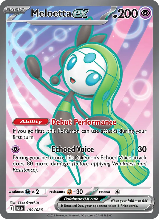 Meloetta ex Holo 159/86 Black Bolt Pokémon Card