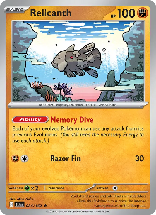 Relicanth Reverse Holo 084/162 Temporal Forces Pokémon Card