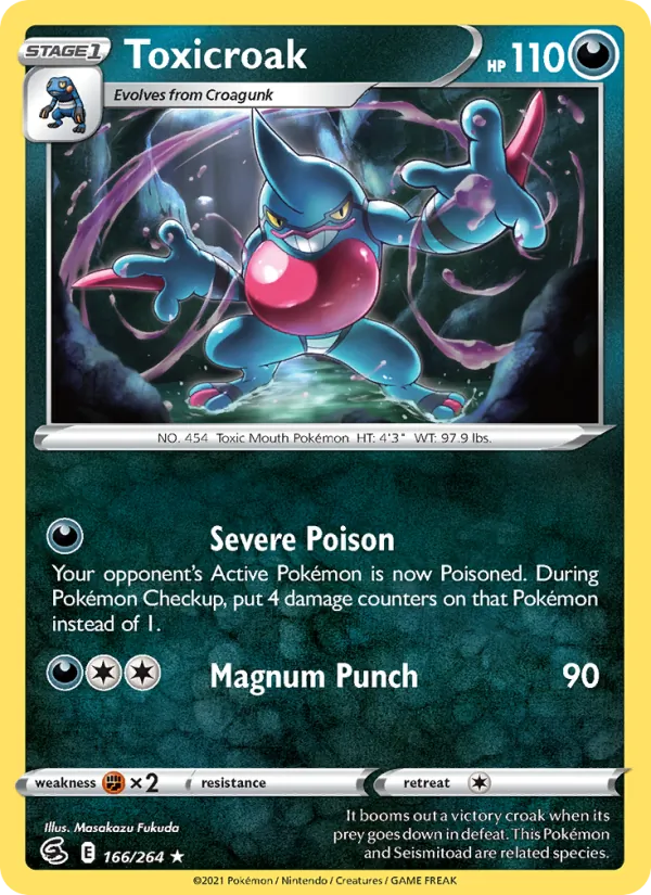Toxicroak Reverse Holo 166/264 Fusion Strike Pokémon Card