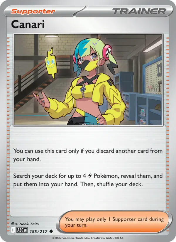 Canari Reverse Holo 185/217 Ascended Heroes Pokémon Card