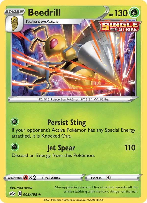 Beedrill Reverse Holo 003/198 Chilling Reign Pokémon Card