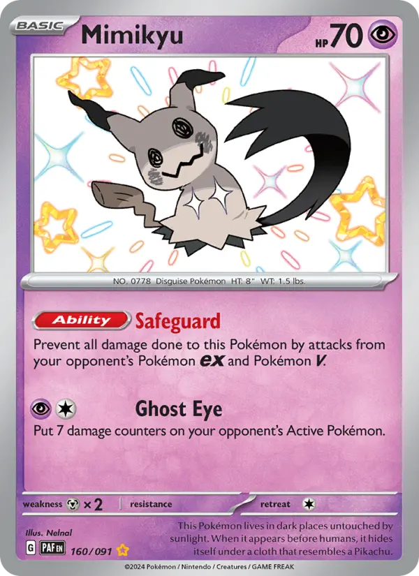 Mimikyu Holo 160/91 Paldean Fates Pokémon Card