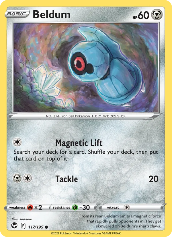 Beldum Reverse Holo 117/195 Silver Tempest Pokémon Card