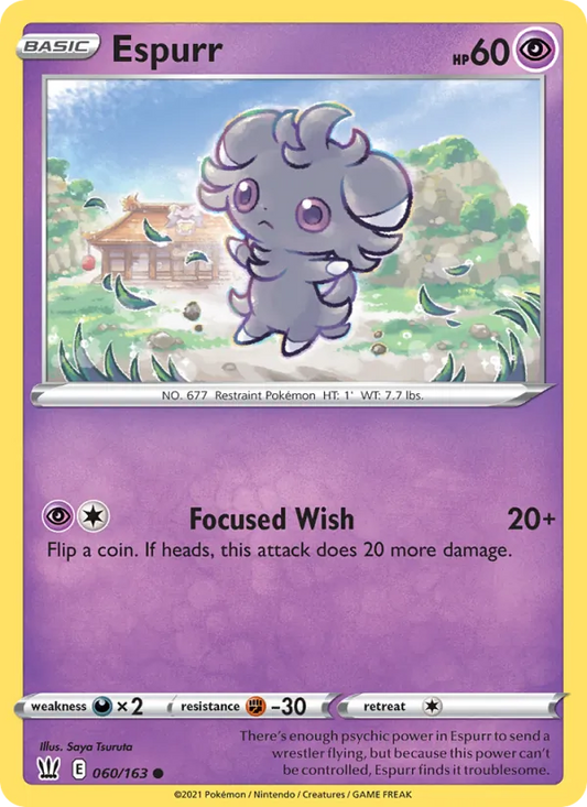 Espurr Normal 060/163 Battle Styles Pokémon Card