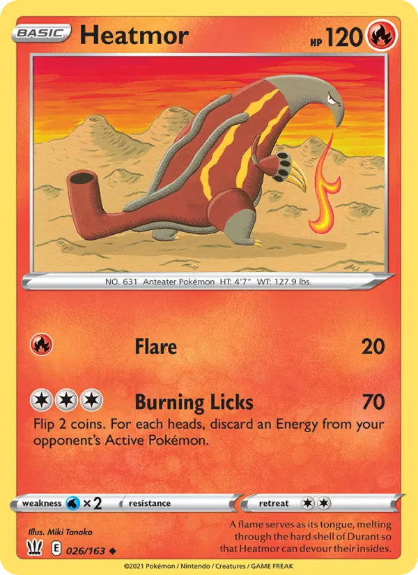 Heatmor Reverse Holo 026/163 Battle Styles Pokémon Card