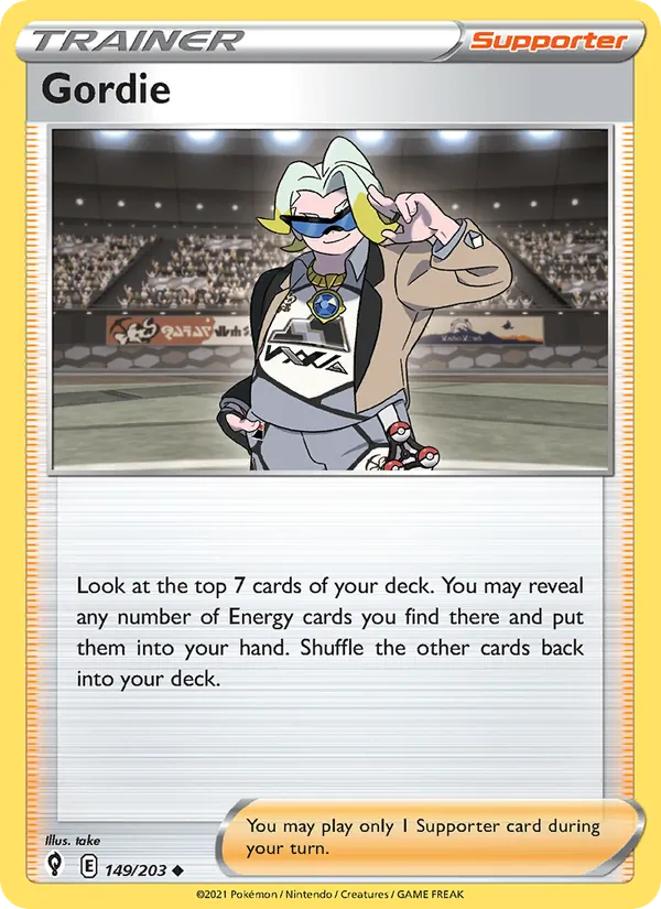 Gordie Reverse Holo 149/203 Evolving Skies Pokémon Card