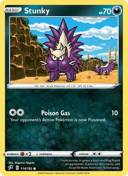 Stunky Reverse Holo 114/192 Rebel Clash Pokémon Card
