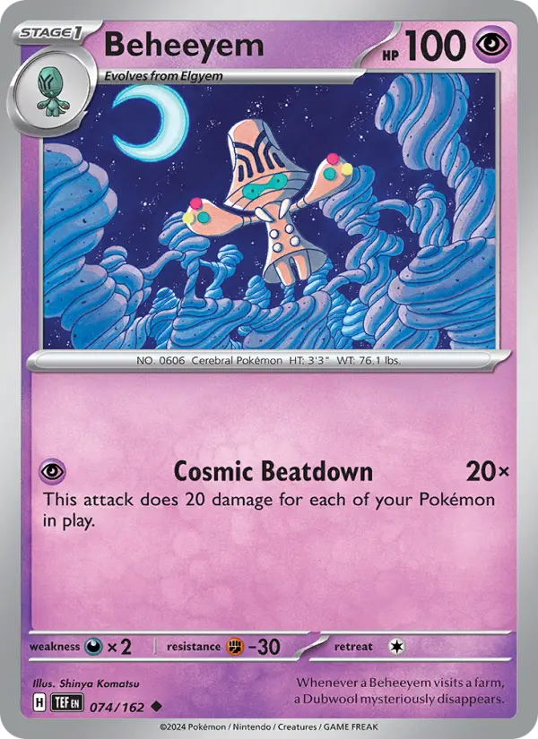 Beheeyem Reverse Holo 074/162 Temporal Forces Pokémon Card