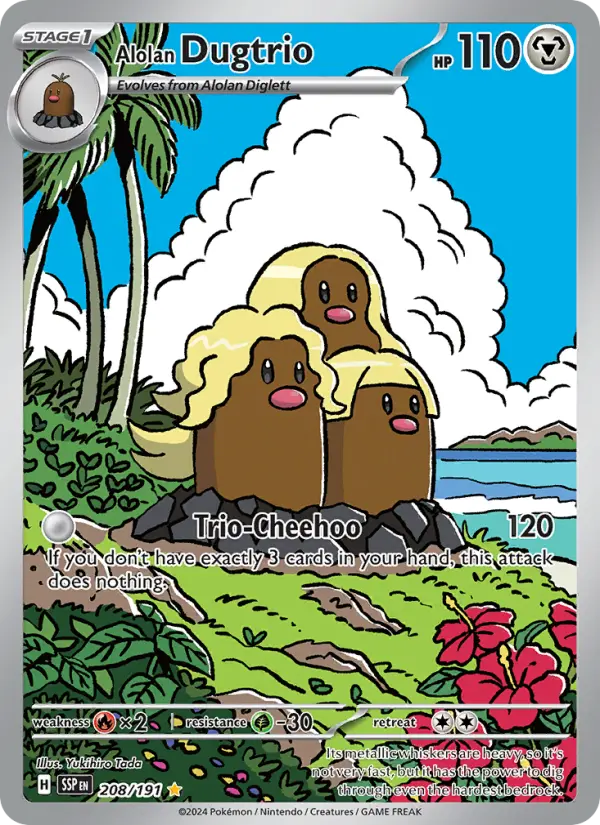 Alolan Dugtrio Holo 208/191 Surging Sparks Pokémon Card