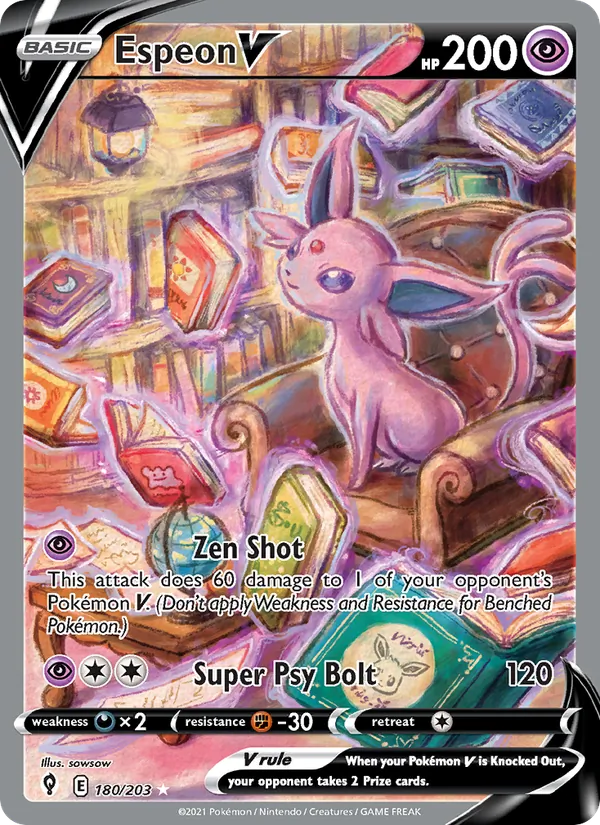 Espeon V Holo 180/203 Evolving Skies Pokémon Card