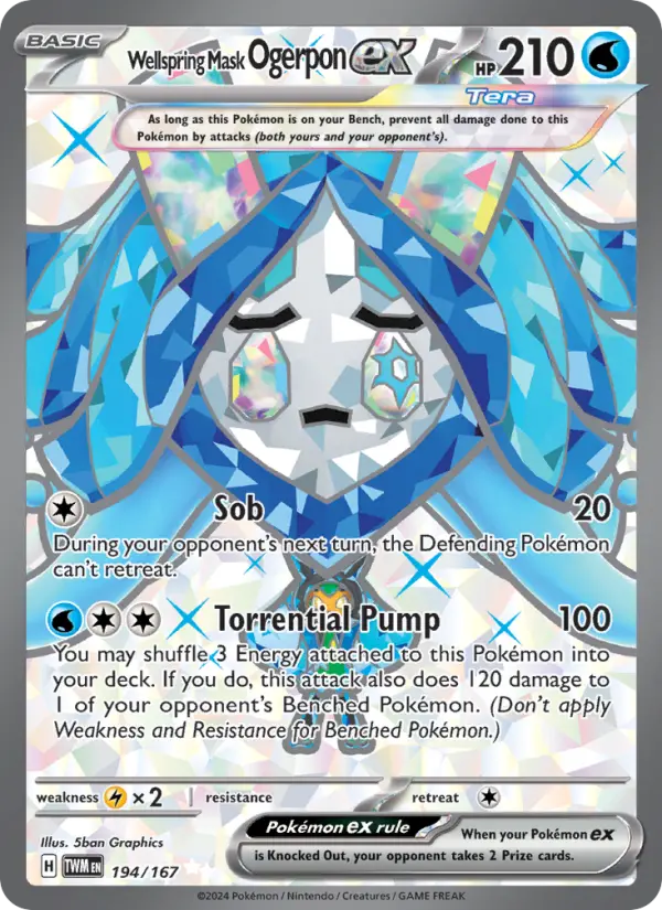 Wellspring Mask Ogerpon ex Holo 194/167 Twilight Masquerade Pokémon Card