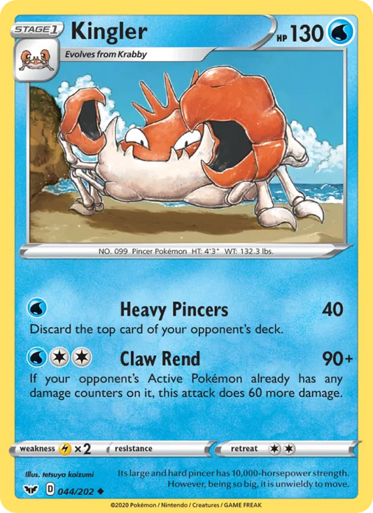 Kingler Normal 044/202 Sword & Shield Pokémon Card