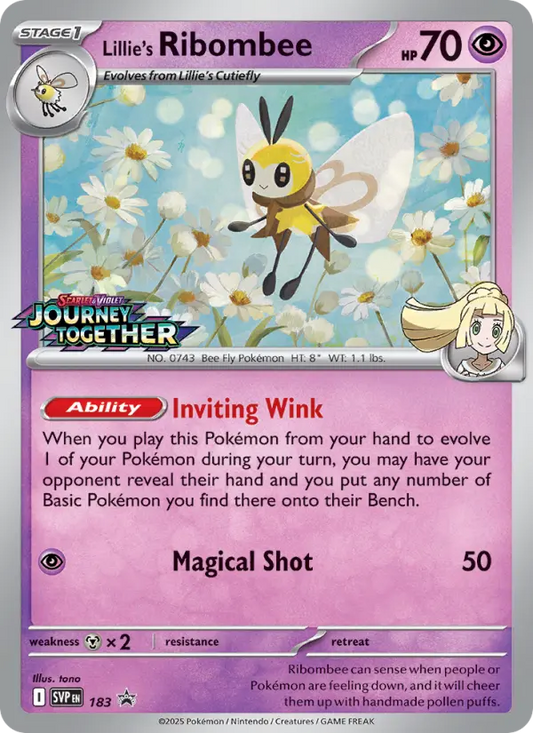 Lillie's Ribombee Non-Foil 183/225 SVP Black Star Promos Pokémon Card