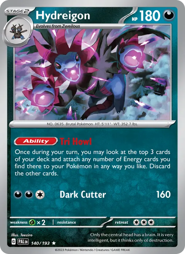 Hydreigon Holo 140/193 Paldea Evolved Pokémon Card