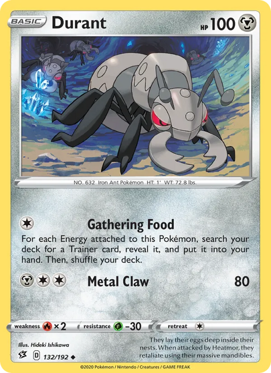Durant Reverse Holo 132/192 Rebel Clash Pokémon Card