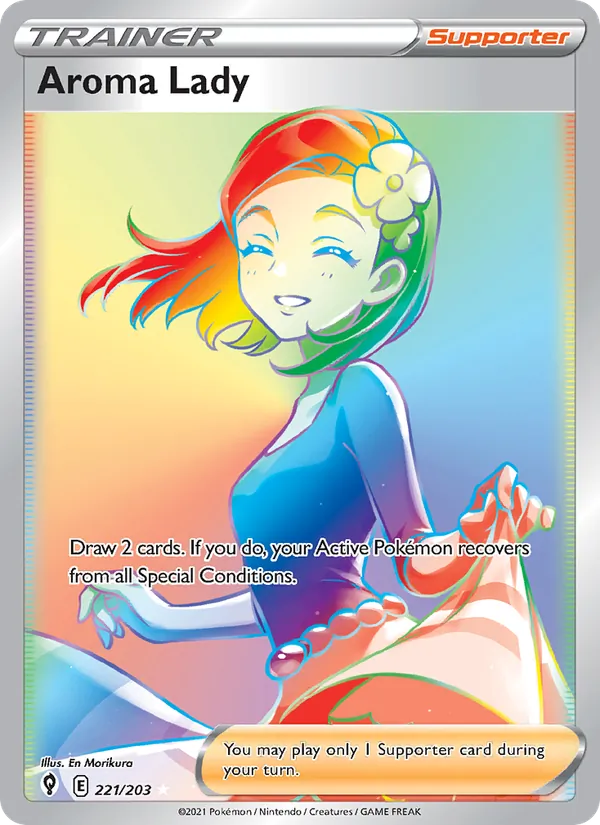 Aroma Lady Holo 221/203 Evolving Skies Pokémon Card