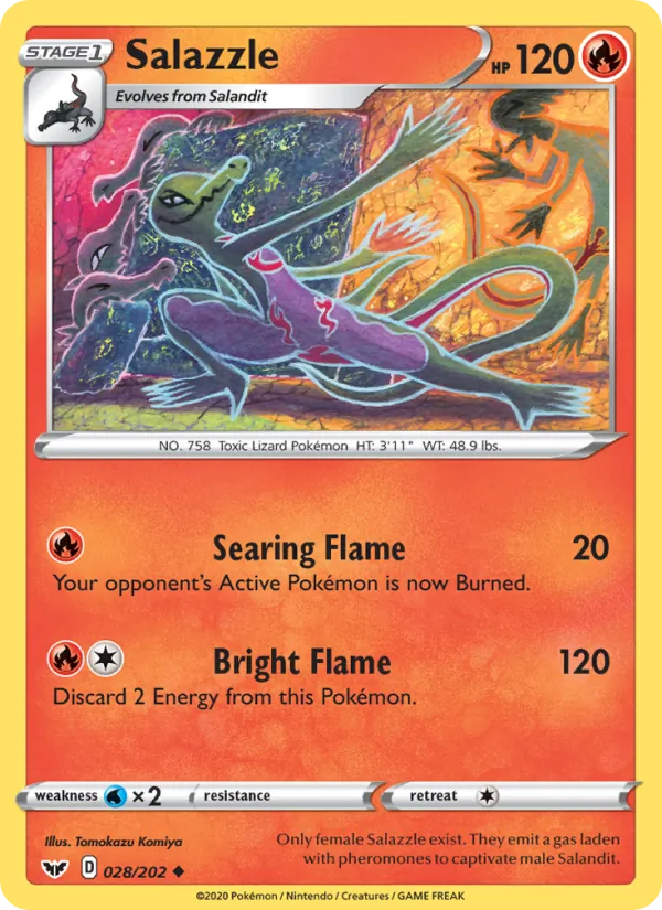 Salazzle Reverse Holo 028/202 Sword & Shield Pokémon Card