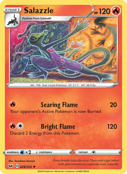 Salazzle Reverse Holo 028/202 Sword & Shield Pokémon Card