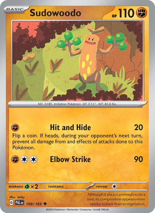 Sudowoodo Normal 109/193 Paldea Evolved Pokémon Card