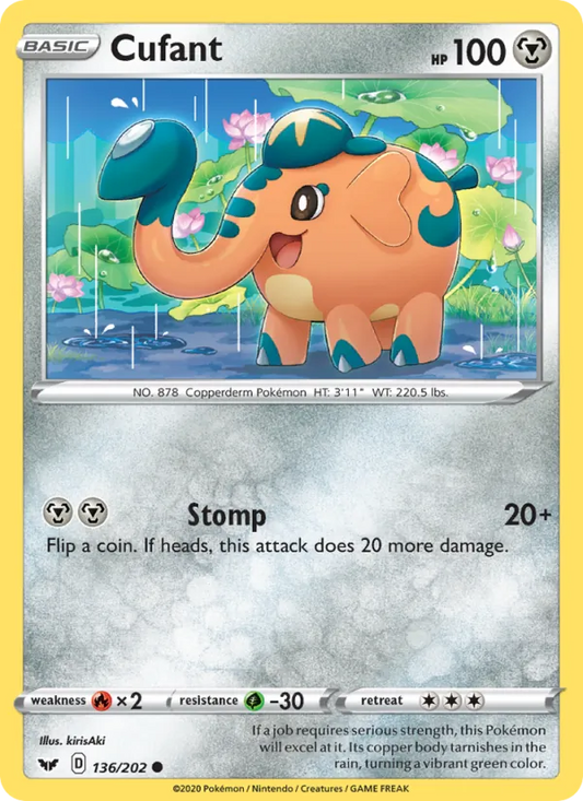 Cufant Reverse Holo 136/202 Sword & Shield Pokémon Card