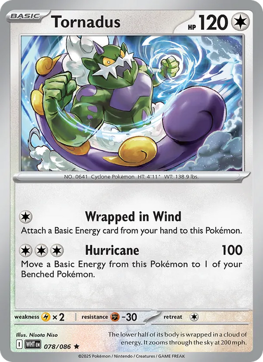 Tornadus Holo 078/86 White Flare Pokémon Card