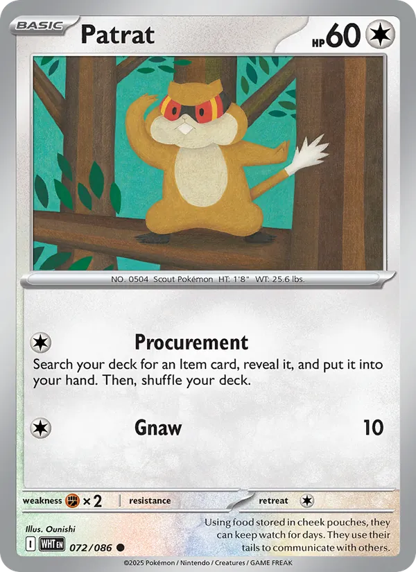 Patrat Normal 072/86 White Flare Pokémon Card