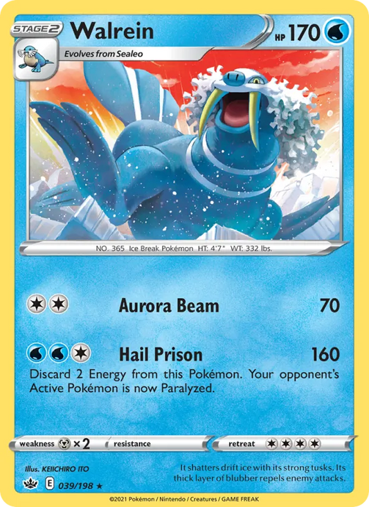Walrein Reverse Holo 039/198 Chilling Reign Pokémon Card